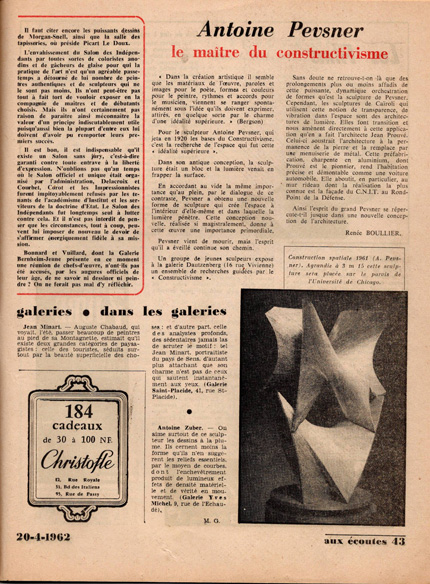 Aux Ecoutes, 20 avril 1962